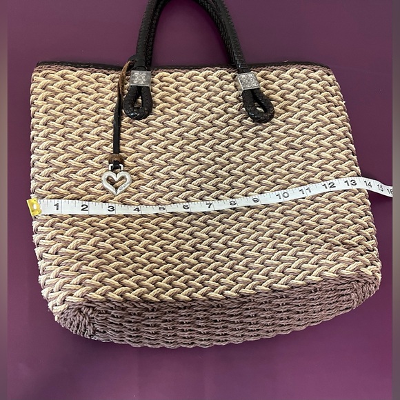 BRIGHTON Braided Straw Wicker Woven Brown Shopper Tote - Picture 14 of 16